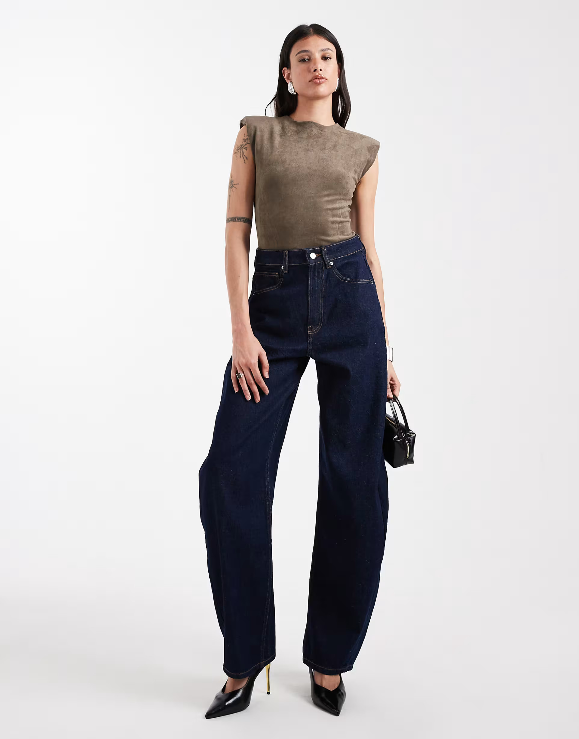 ASOS DESIGN Tall high waisted barrel leg jeans in rinse wash | ASOS (Global)