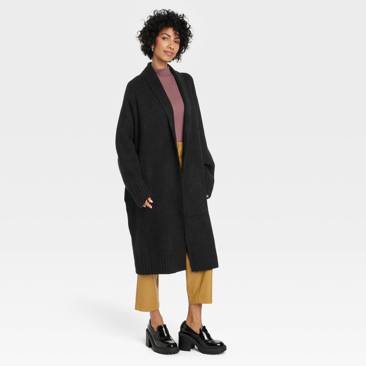Women's Coatigan Sweater - A New Day™ Black S | Target