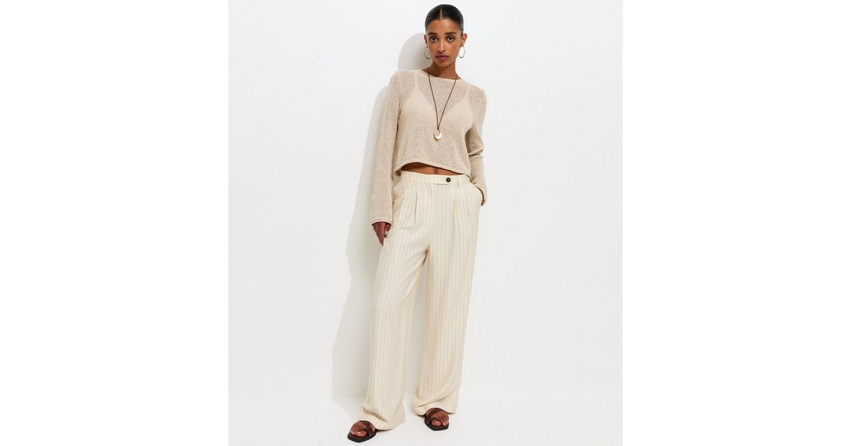 White Wide Leg Stripe Trousers | New Look | New Look (UK)
