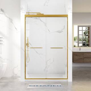 44"-48" W X 72" H Double Sliding Semi Frameless Shower Door, 5/16-Inch (8mm) Tempered Clear Glass | The Home Depot