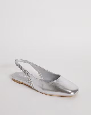 Grace Diamante Metallic Shoes Wide E Fit | Simply Be (UK)
