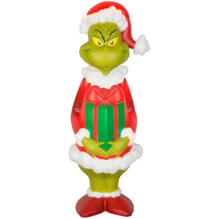 36 inch LED Lighted the Grinch with Christmas Present Blow Mold Green Christmas Décor Dr Seuss -... | Walmart (US)