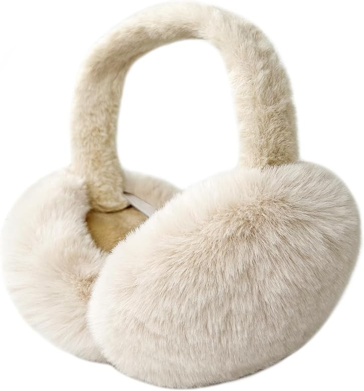 Yedilen Women Winter Ear Muffs Soft Faux Fur Headband Earmuffs Foldable Cute Ear Warmers For Cold... | Amazon (US)