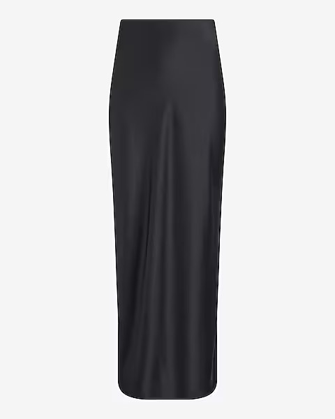 High Waisted Satin Side Slit Maxi Skirt | Express
