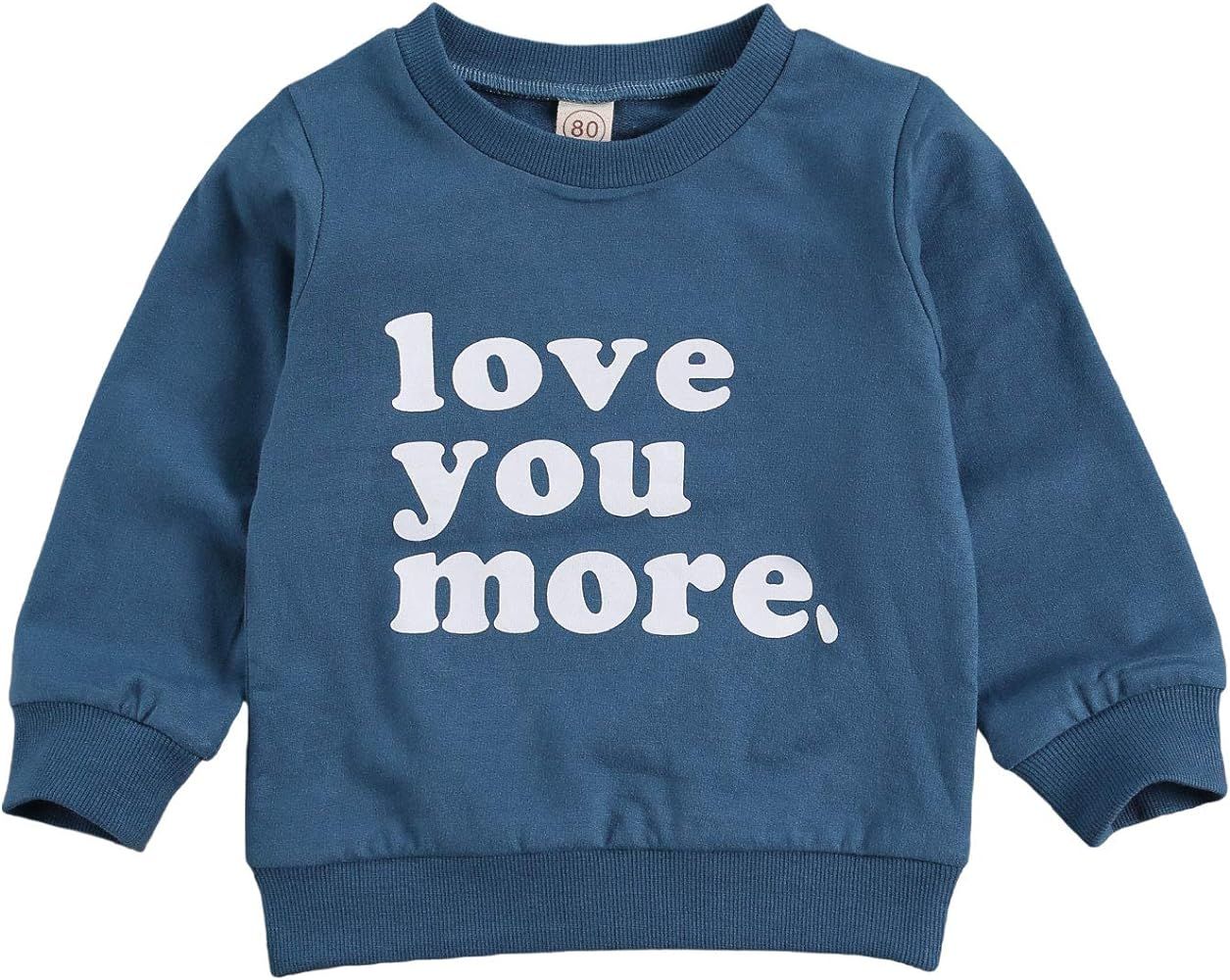 Toddler Baby Boy Girl Crewneck Sweatshirt Top,Infant Love You More Shirt,Unisex Baby Valentine 's Da | Amazon (US)