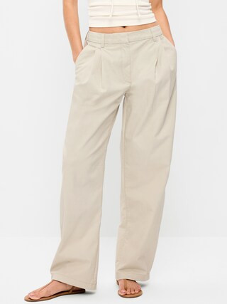 Mid-Rise Twill Barrel-Leg Pants | Old Navy (US)