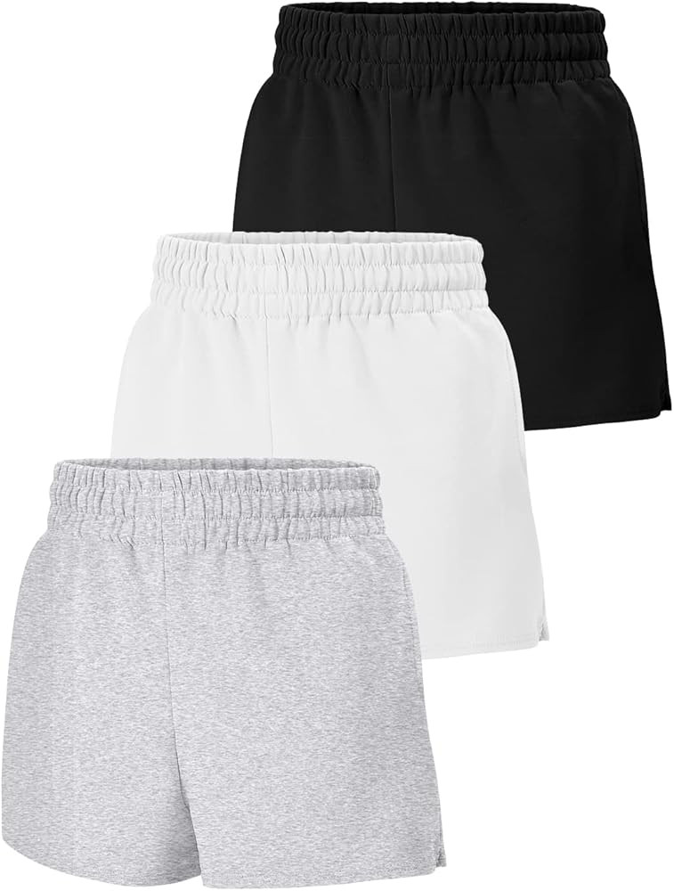 3 Pack Womens Sweat Shorts Casual Lounge Cotton Shorts Trendy Summer Running High Waisted Athleti... | Amazon (US)