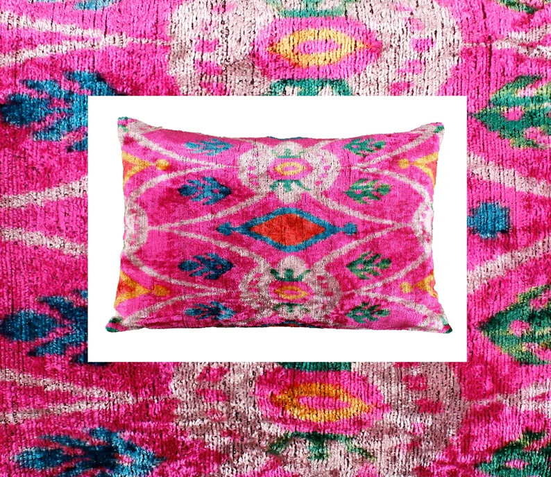 Hot pink throw pillow,Pink ikat pillows,Hot pink velvet pillow,Velvet ikat pillow pink,Pink pillo... | Etsy (US)