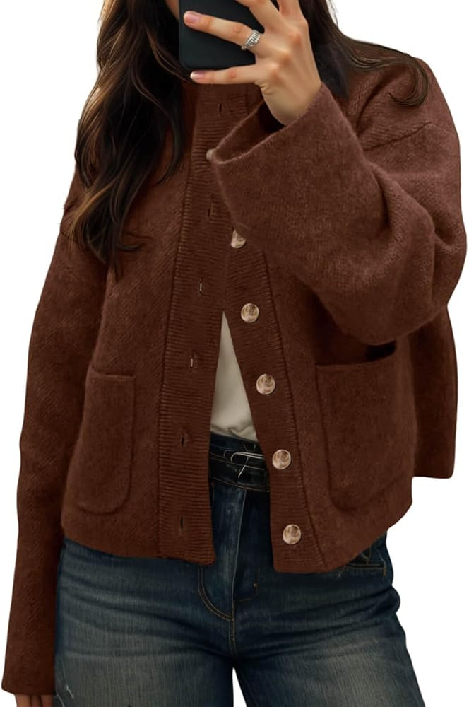 Cicy Bell Womens Chunky Knit Cardigan Sweaters Button Down Mock Neck Open Front Jacket Winter Cas... | Amazon (US)