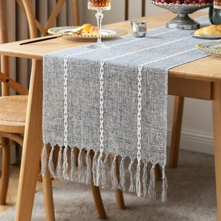 Farmhouse Table Runner Rustic Table Runners 108 Inches Long Linen Boho Table Runner Braided Striped  | Walmart (US)