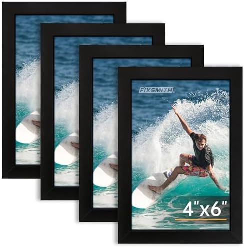 FIXSMITH 4x6 Picture Frame Set of 4, 4x6 Photo Frames with HD Plexiglass for Wall Hanging or Tabl... | Amazon (US)