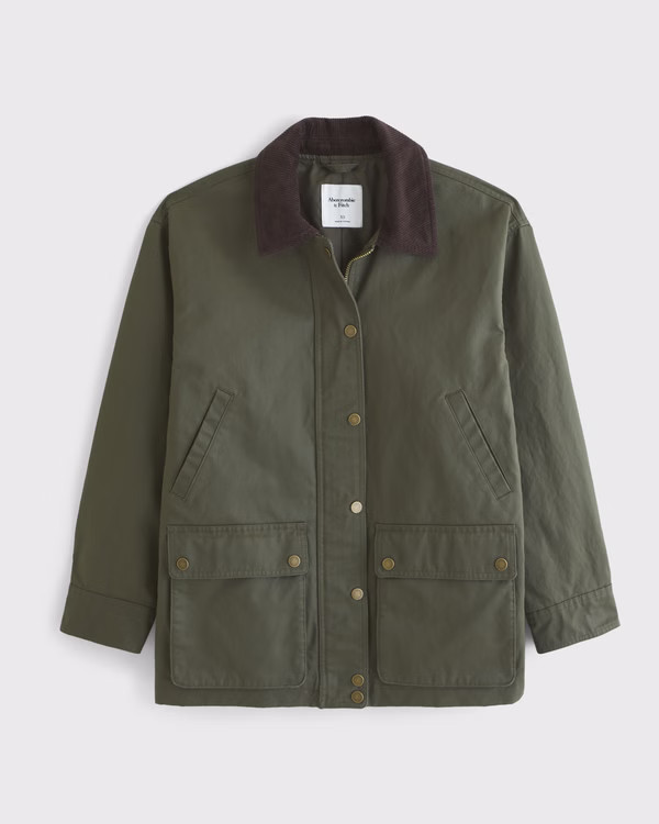 Women's Mid-Length Waxed Barn Jacket | Women's Coats & Jackets | Abercrombie.com | Abercrombie & Fitch (US)