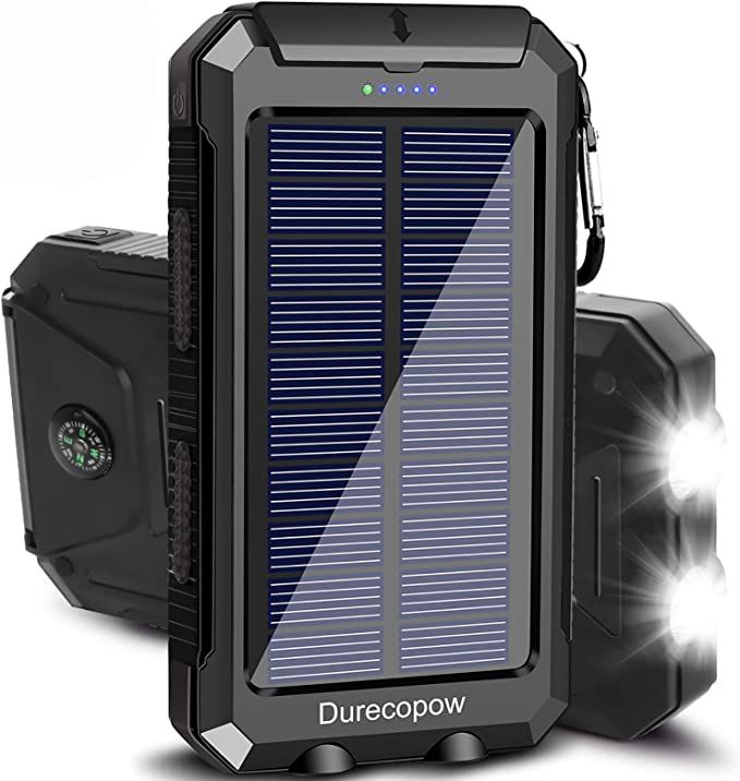 Amazon.com: Solar Charger, Durecopow 20000mAh Portable Outdoor Waterproof Solar Power Bank, Campi... | Amazon (US)