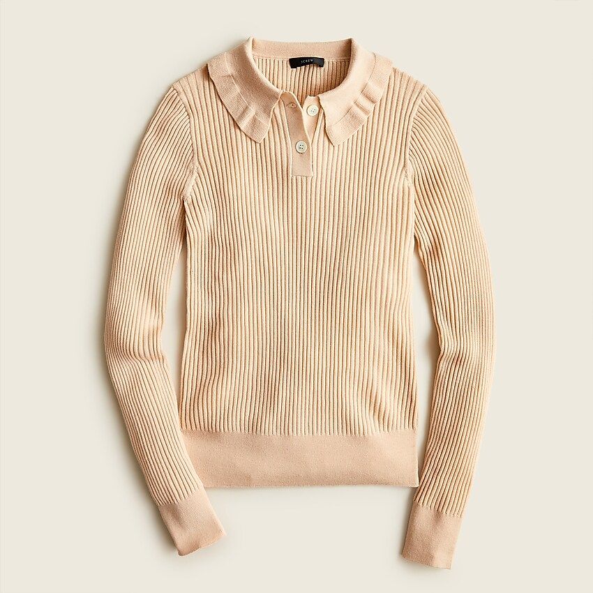 Ruffle-collar ribbed merino wool sweater | J.Crew US