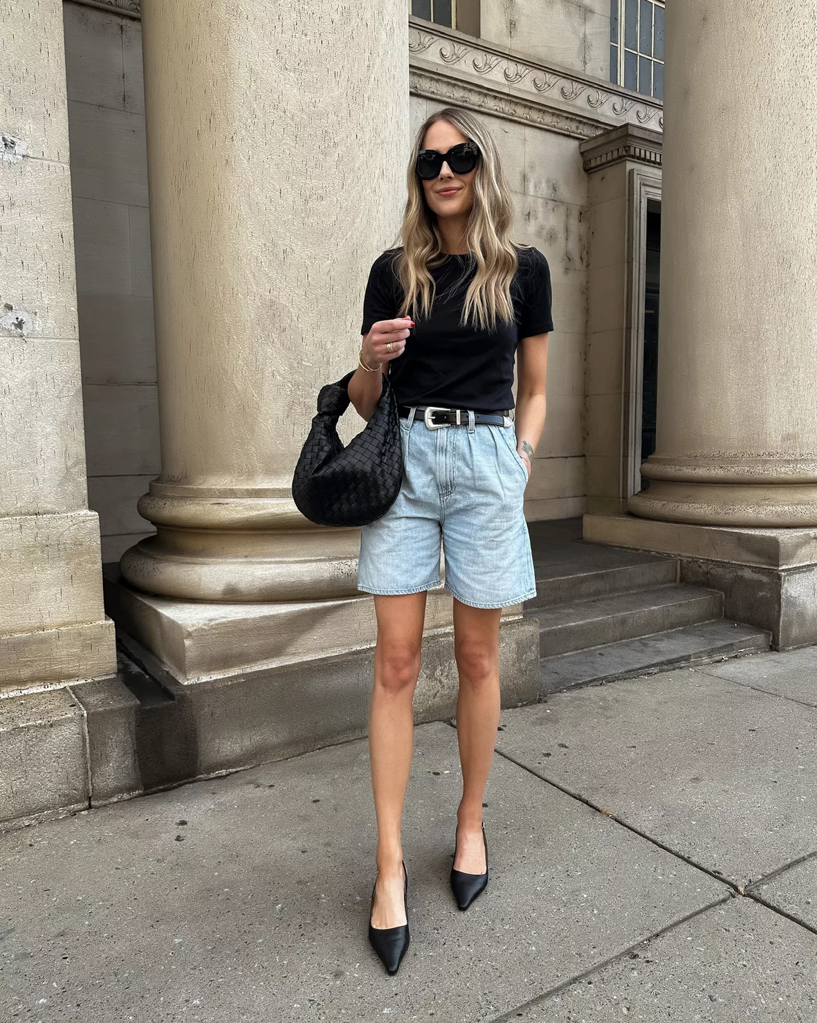 How to Dress Up Jean Shorts With a Black Blazer + Chanel Slingbacks -  Fashion Jackson