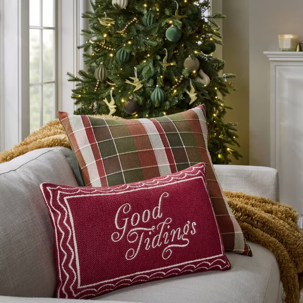 Oversized Woven Good Tidings Lumbar Throw Pillow Red/Cream - Threshold™ designed with Studio Mc... | Target