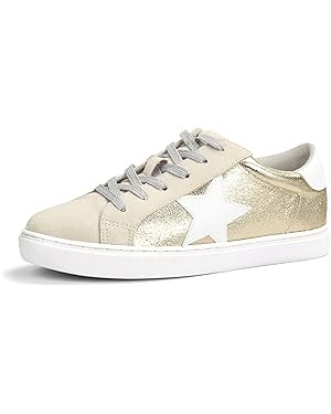 PARTY Women's Fashion Star Sneaker Lace Up Low Top Comfortable Cushioned Walking Shoes | Amazon (US)
