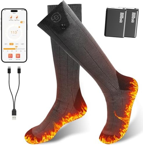 Heated Socks for Women Men, 8000mAh Rechargeable Battery Foot Warmer Hiking Socks Up to 10 Hours,... | Amazon (US)