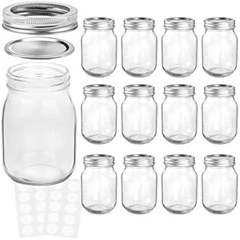 Ball Glass Mason Jar with Lid and Band, Regular Mouth, 12 Jars | Amazon (US)