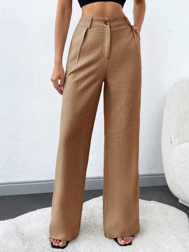 SHEIN Tall Tall Women's Solid Slant Pocket Straight Leg Pants | SHEIN