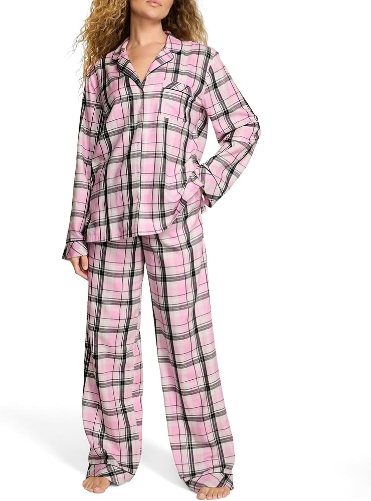 Victoria's Secret Flannel Pajama Set, Long Sleeve Button Down Shirt & Pants, Sleepwear for Women ... | Amazon (US)