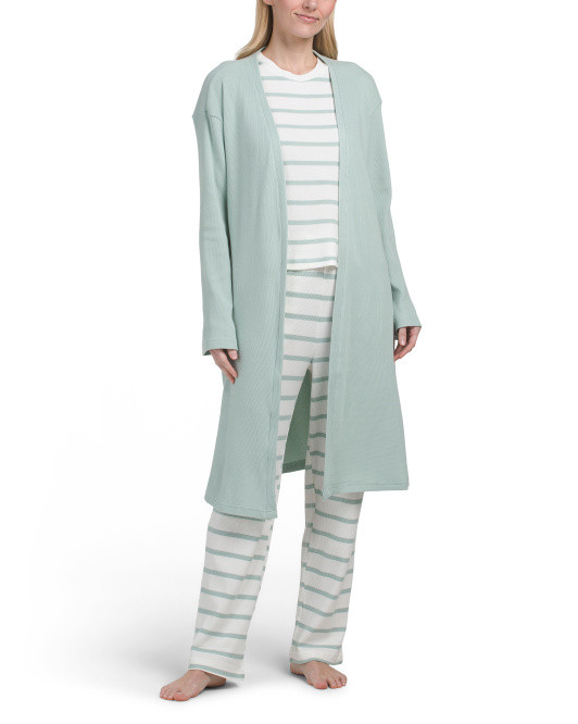 3pc Striped Lounge Set With Duster | TJ Maxx