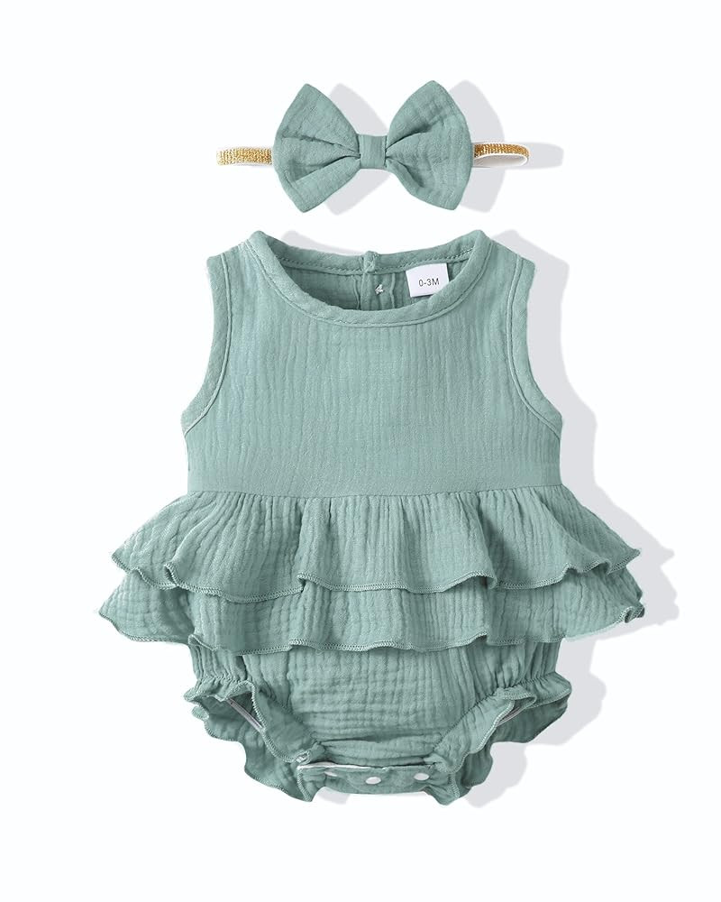 Renotemy Newborn Infant Baby Girl Clothes Rompers Summer Jumpsuits Short Sleeve Romper Infant Bab... | Amazon (US)