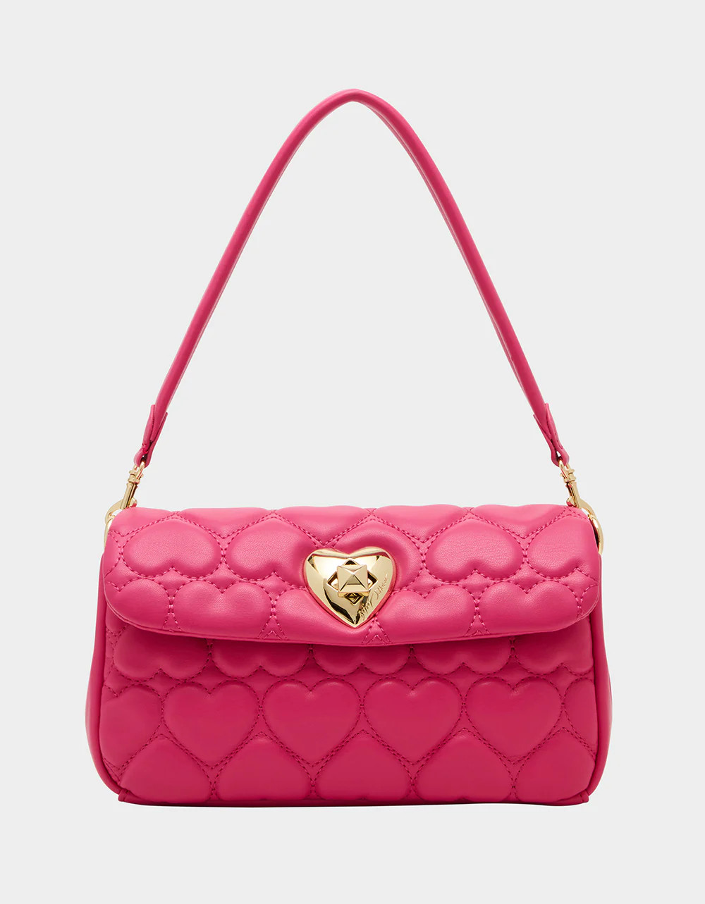 ALWAYS HEART-CORE FLAP SHOULDER BAG PINK Women's Quilted Heart Shoulder Handbag | Betsey Johnson