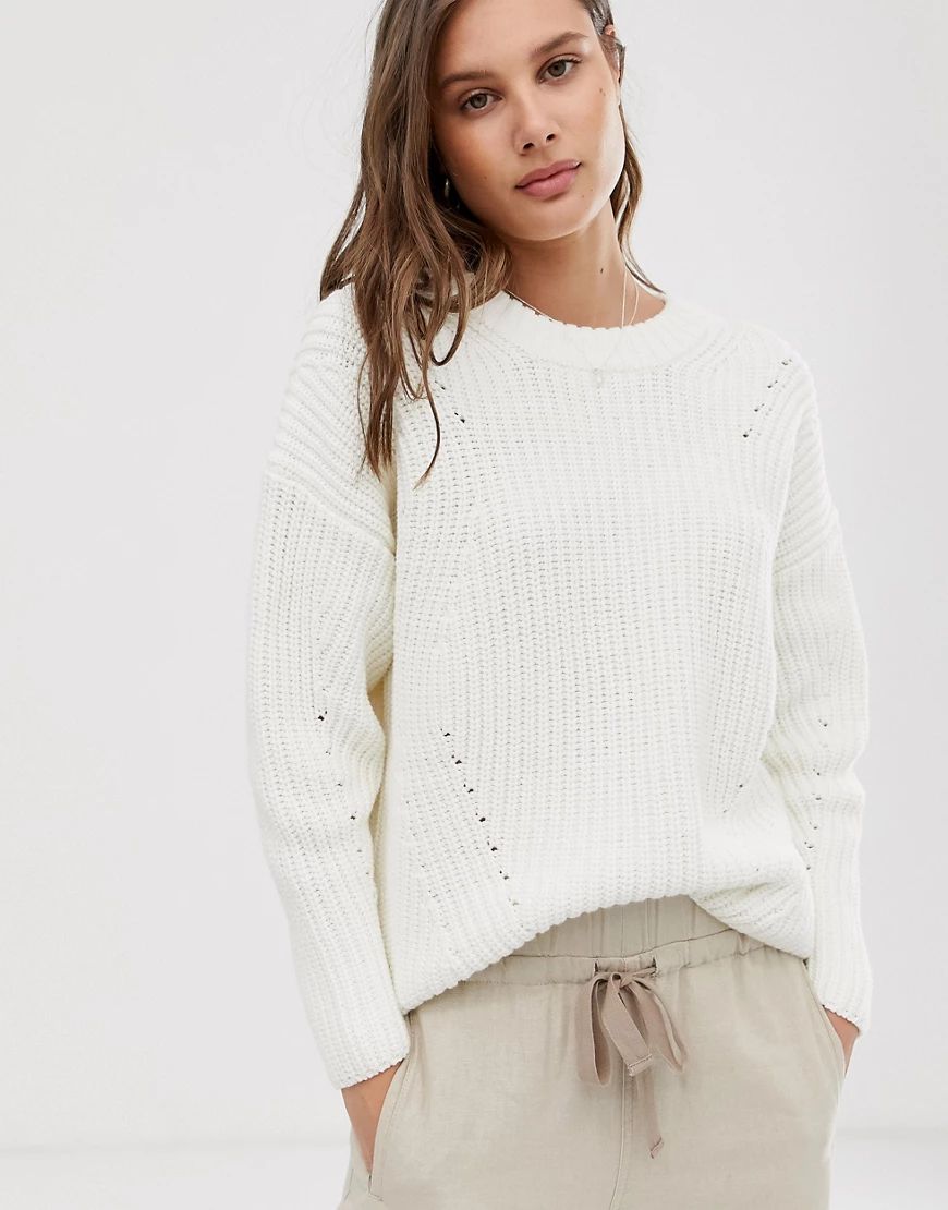 Selected Femme round neck ribbed sweater-White | ASOS (Global)