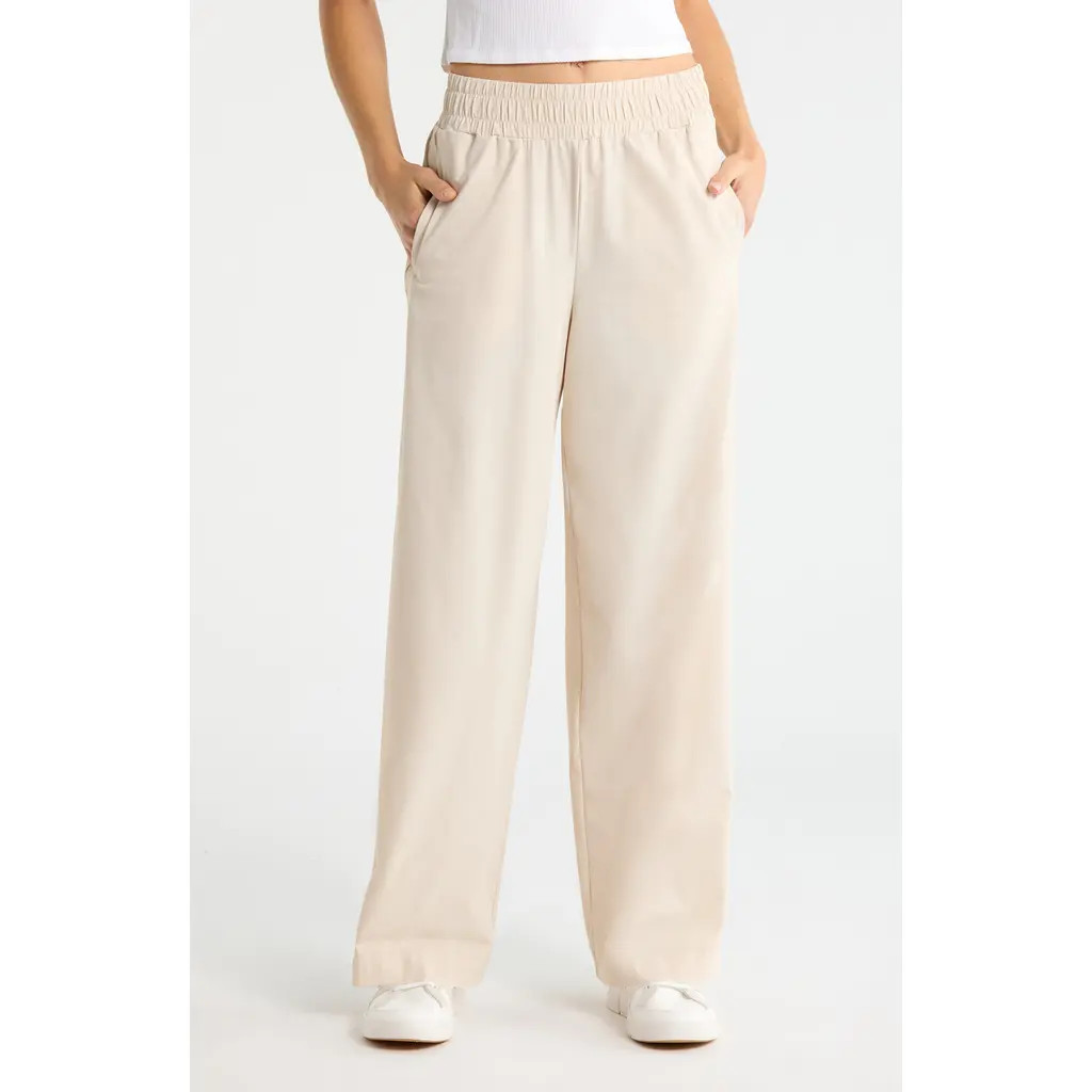 Zella Transit Wide Leg Pants in Grey Moonbeam at Nordstrom, Size Medium | Nordstrom