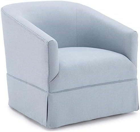 Comfort Pointe Elm Sky Blue Woven Polyester Fabric Skirted 360-degree Swivel Accent Chair | Amazon (US)