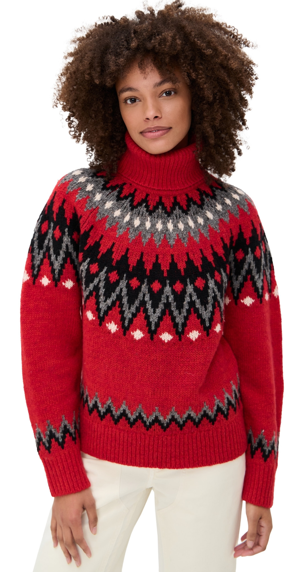 Polo Ralph Lauren Wool Blend Long Sleeve Turtleneck Pullover Sweater Fireside Red Multi XL | Shopbop