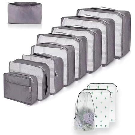10pcs Packing Cubes for Suitcases, Travel Organiser Packing Bags for Clothes Shoes Toiletries Tra... | Amazon (UK)