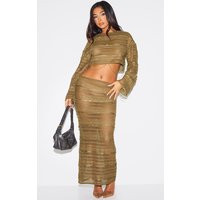 Petite Khaki Extreme Low Waist Maxi Skirt | PrettyLittleThing UK