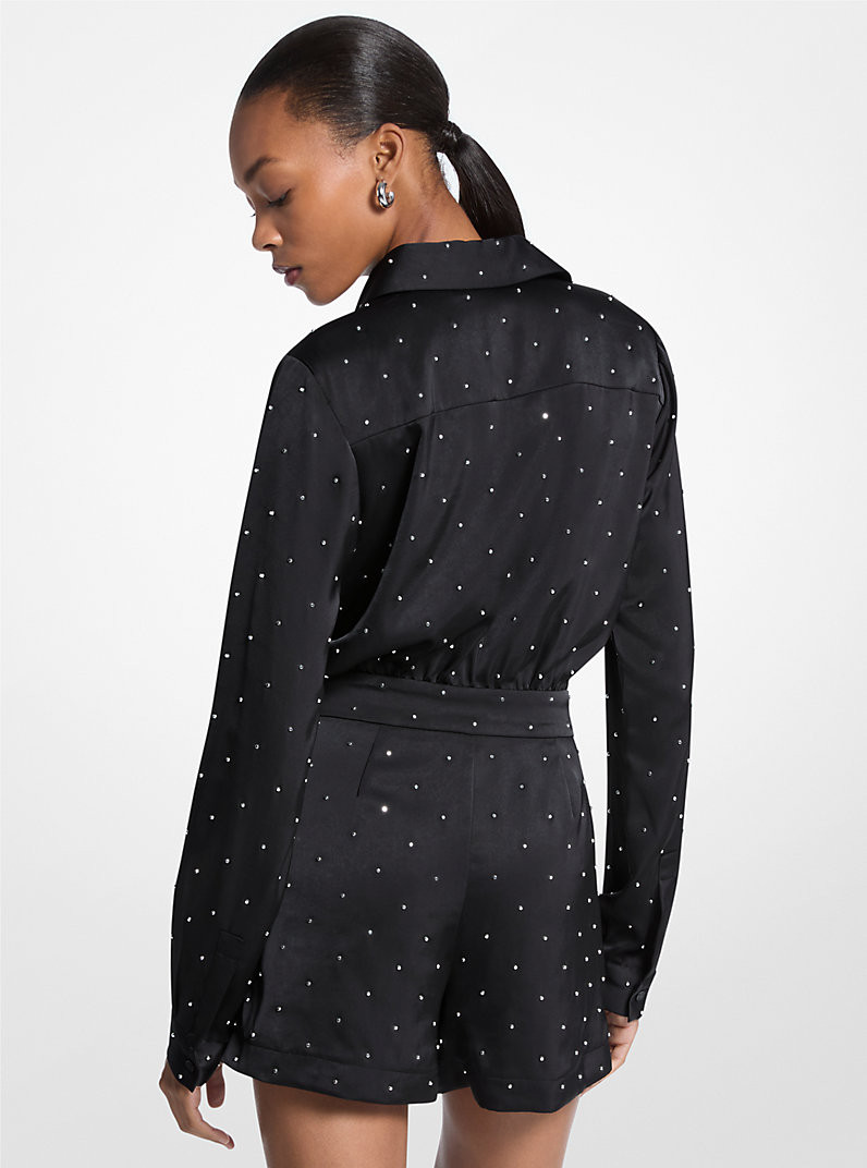 Studded Satin Romper | Michael Kors US