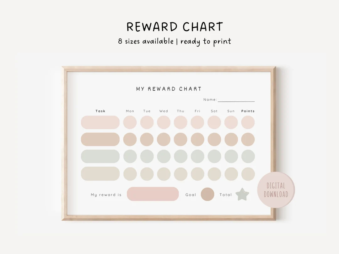 Kids Chore Chart Kids Reward Chart Printable Neutral Routine Chart Toddler Chore Chart Family Beh... | Etsy (US)