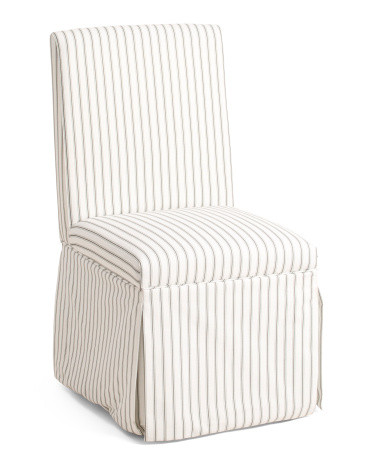 19.5x37 Striped Rolling Caster Wheel Slipcover Look Dining Chair | Polyester | Marshalls