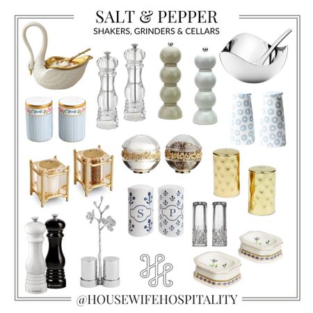 Salt & Pepper Shakers, grinders & cellars for your kitchen, dining room or tabletop. Blue & white, silver, gold, unique, classic sets for a feminine, coastal, grandmillennial style

#LTKunder50 #LTKsalealert #LTKhome