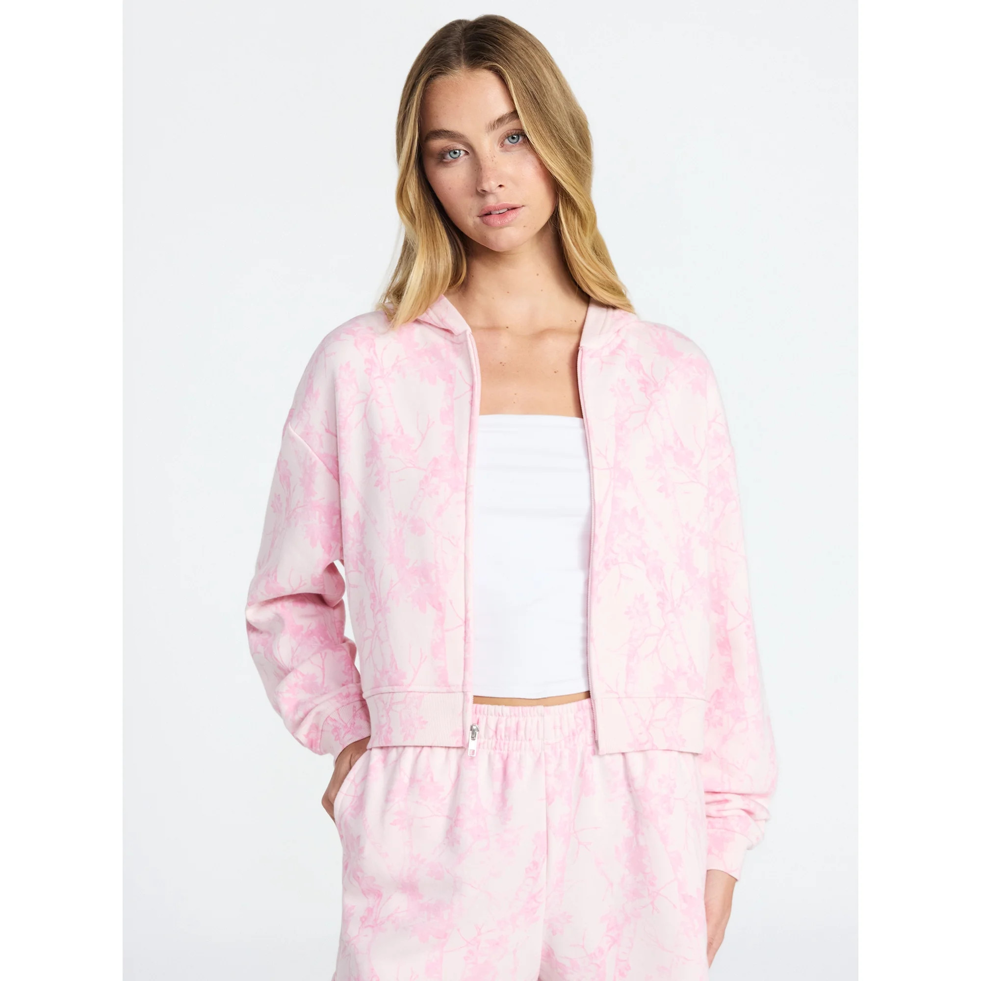 No Boundaries Boxy Zip-Up Hoodie, Women's XXS-XXL | Walmart (US)