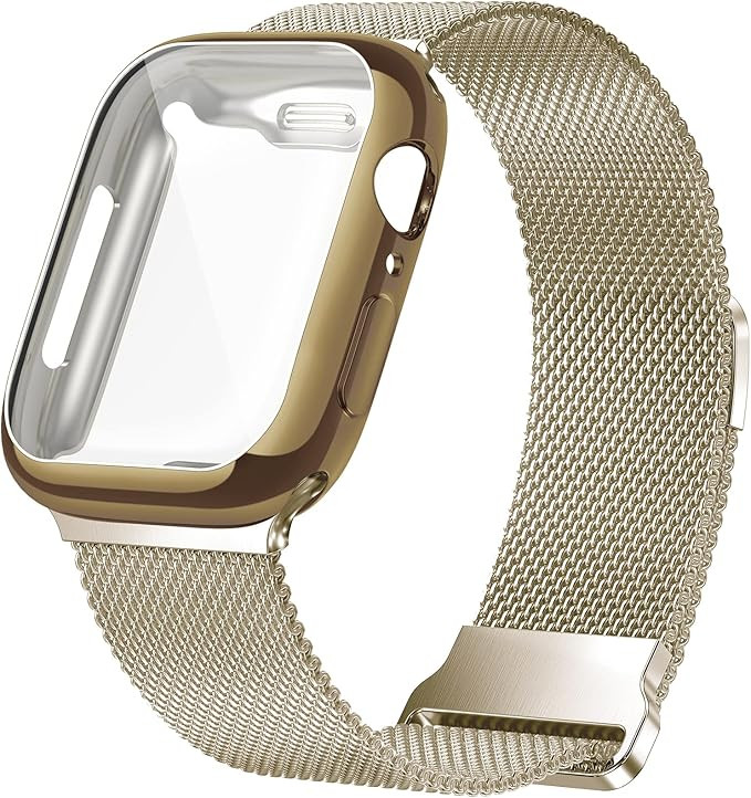 Geoumy Metal Magnetic Bands Compatible for Apple Watch Band 41mm with Case, Stainless Steel Milan... | Amazon (US)