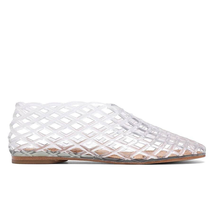 Red Jelly Mesh Ballet Flats for Women Adult Clear Hollow Jelly Sandals Beach Ballerina Jellies Sh... | Amazon (US)