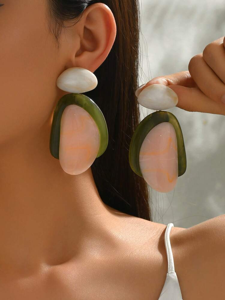 1 Pair Bohemian Asymmetrical Style Pastoral Elegant Earrings, High-End Niche Design Suitable For ... | SHEIN