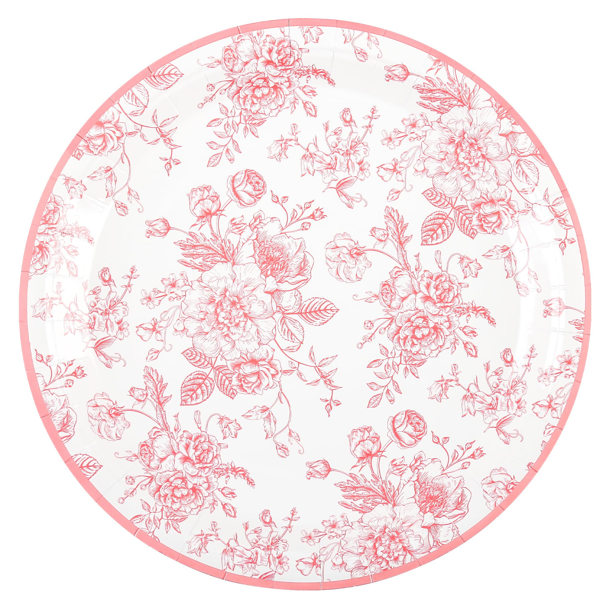 Floral Party Plates Pink & White Disposable Paper Plates Wildflower Pink Toile 9" Round Dinner Pl... | Amazon (US)