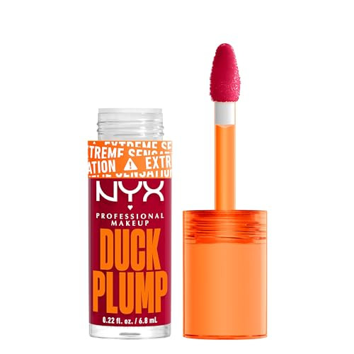 NYX PROFESSIONAL MAKEUP Duck Plump High Pigment Plumping Lip Gloss with Spicy Ginger, Vegan Lip Makeup - Hall Of Flame (True Red) | Amazon (US)