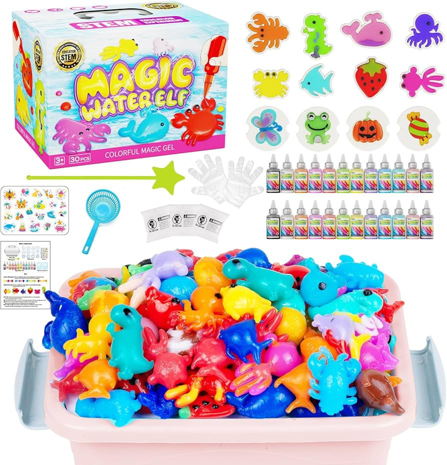 Magic Water Toy Elf Kit, Water Fairy Water Gel Kit with 12 Magic Gels, 12 Shape Molds, Fun Summer... | Amazon (US)