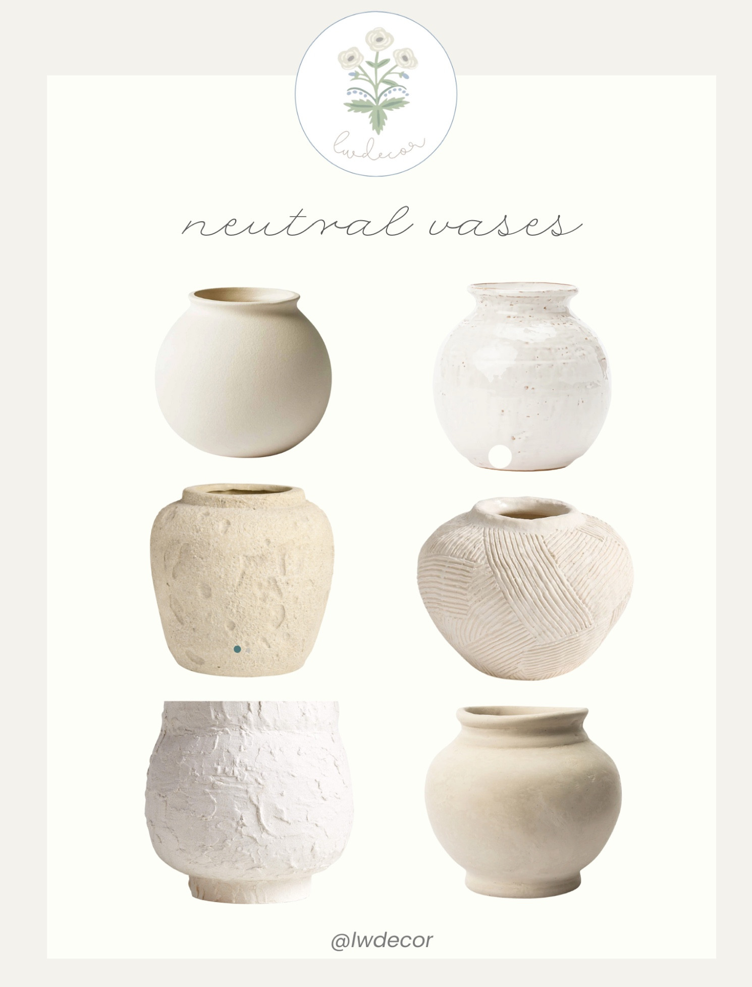 Neutral Textured Vases 🤍

There’s something so timeless about neutral tones and textured details. These vases add the perfect layer of depth and elegance without stealing the spotlight. Whether styled with fresh blooms or standing beautifully on their own, they seamlessly blend into any space.

#neutraldecor #texturedvases #timelessstyle #homedecorfinds #ltkhome #minimalistdecor #styledsimply #lwdecor

#LTKHome #LTKSeasonal #LTKStyleTip