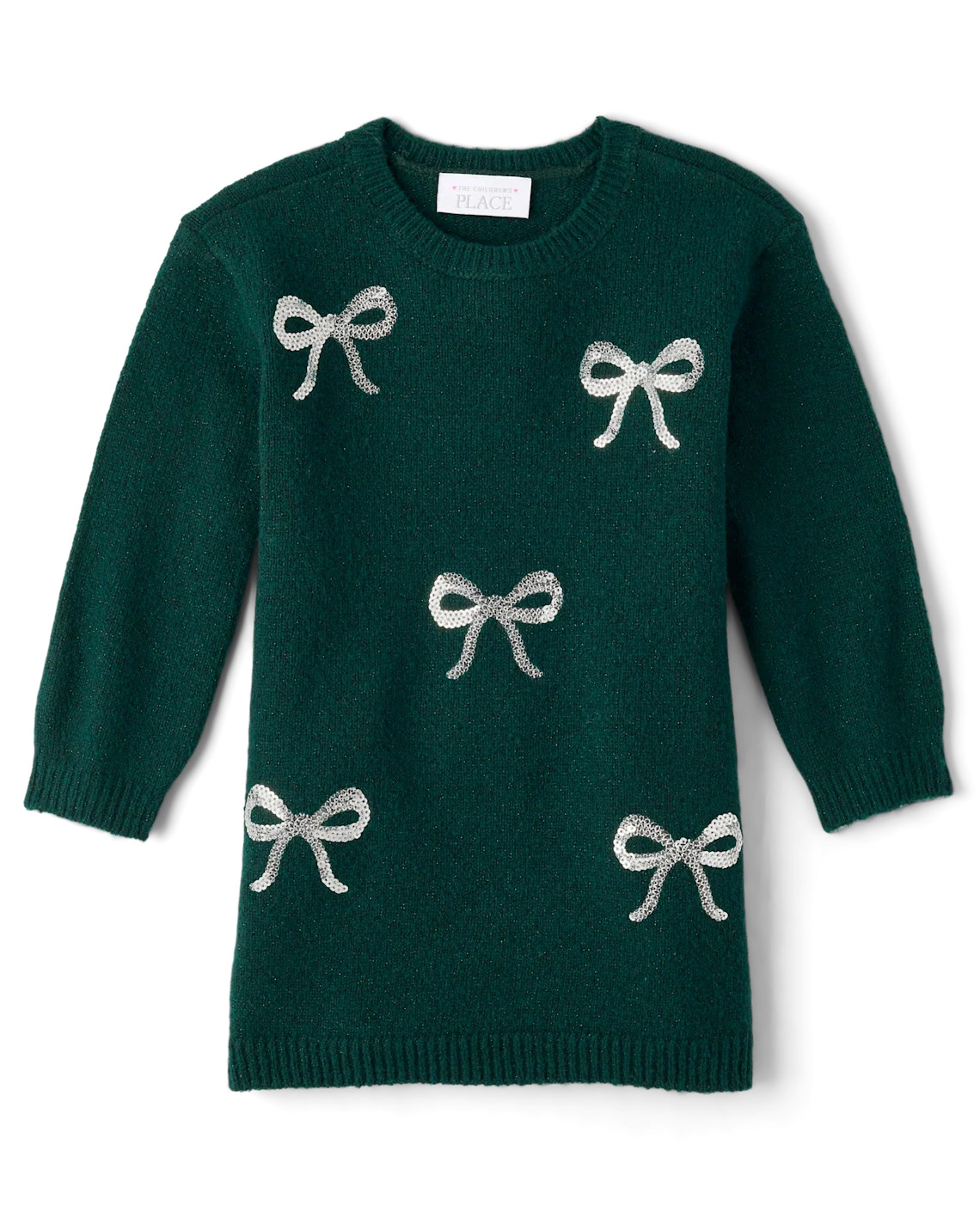 Baby And Toddler Girls Sequin Bow Sweater Dress - green | The Children's Place