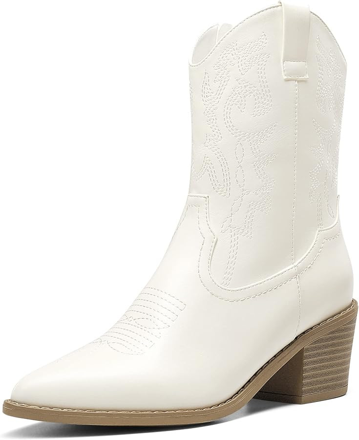DREAM PAIRS Women's Cowboy Boots, Pointed Toe Chunky Heel Cowgirl Boots, Zipper Pull-On Stitched ... | Amazon (US)