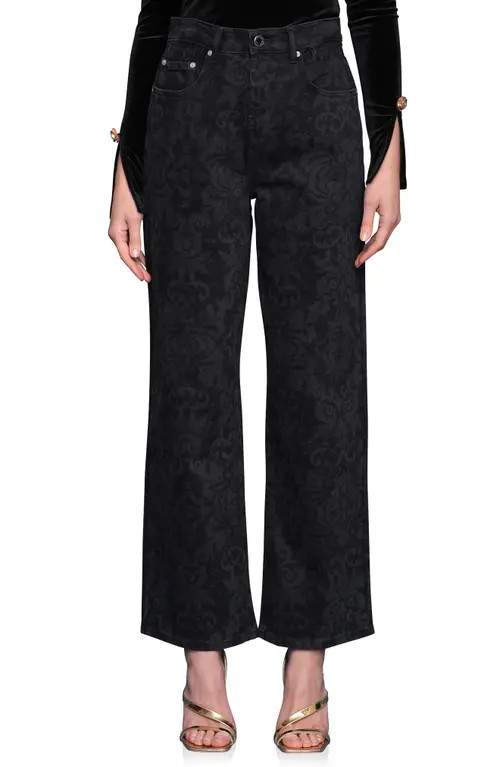 Avec Les Filles Printed Cinch High Waist Wide Leg Jeans in Venetian Paisley at Nordstrom, Size 28 | Nordstrom