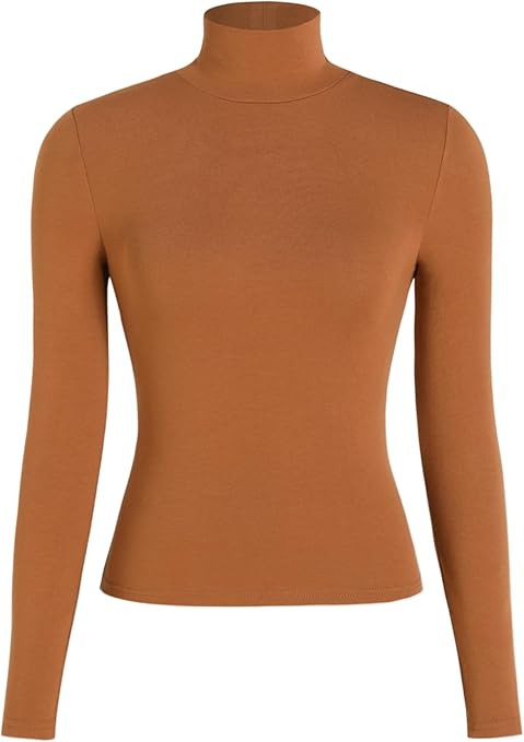 CIDER Turtle Necks Tops for Women Long Sleeve Shirts Mock Neck Solid Basic Tee Slim Fit Soft Base... | Amazon (US)